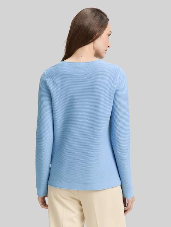 Cotton knitted jumper - light fjord blue
