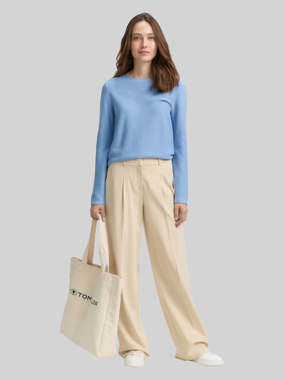 Cotton knitted jumper - light fjord blue