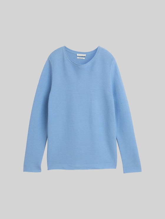 Cotton knitted jumper - light fjord blue