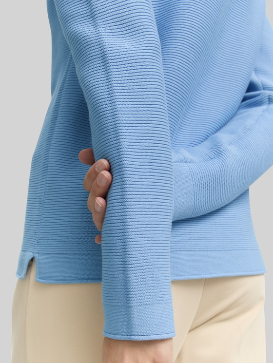 Cotton knitted jumper - light fjord blue
