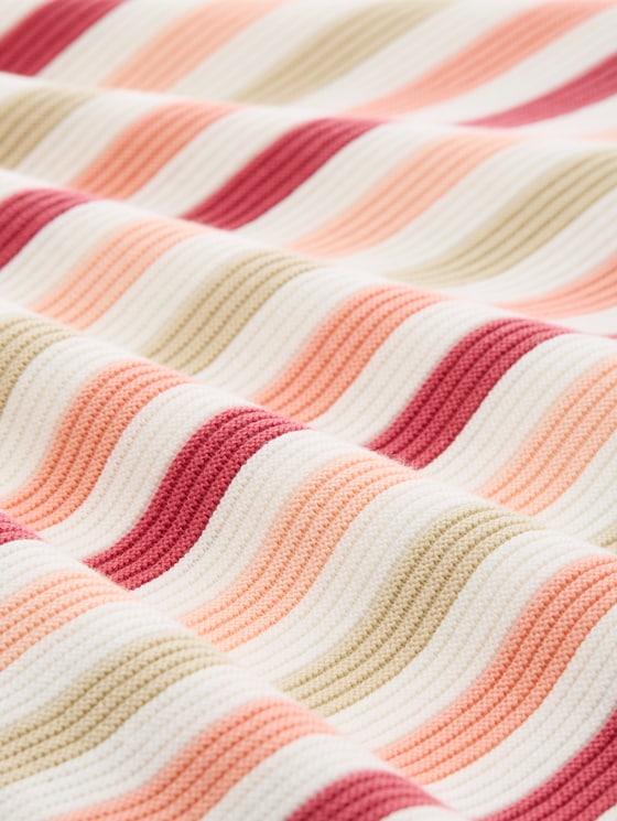 Cotton knitted jumper - peachy knit stripe design
