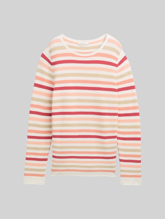 Cotton knitted jumper - peachy knit stripe design