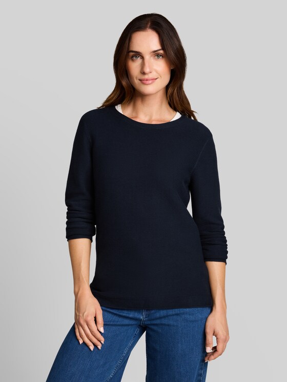 Cotton knitted jumper - midnight navy blue