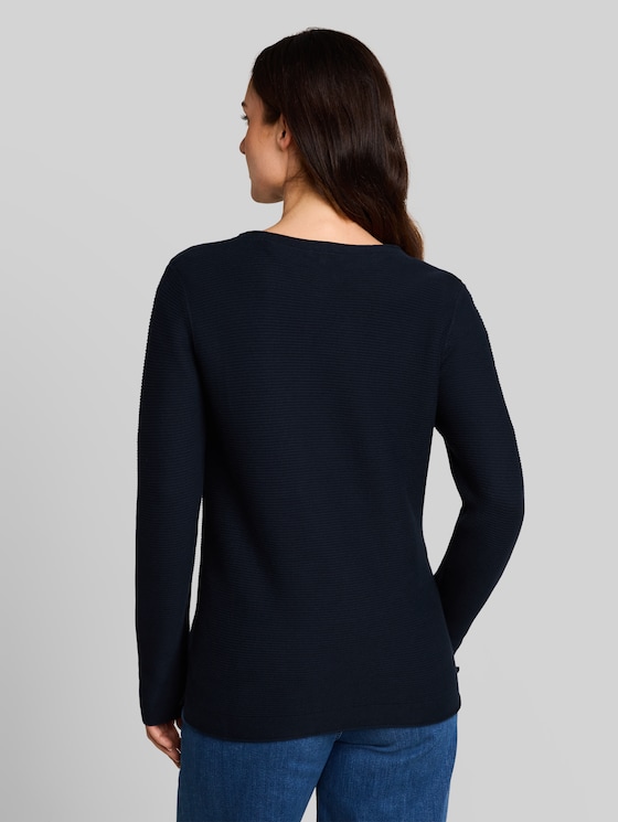Cotton knitted jumper - midnight navy blue