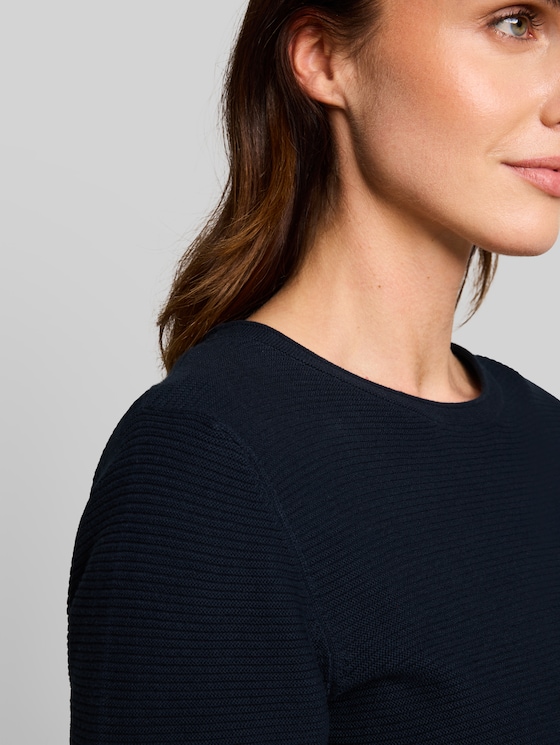 Cotton knitted jumper - midnight navy blue