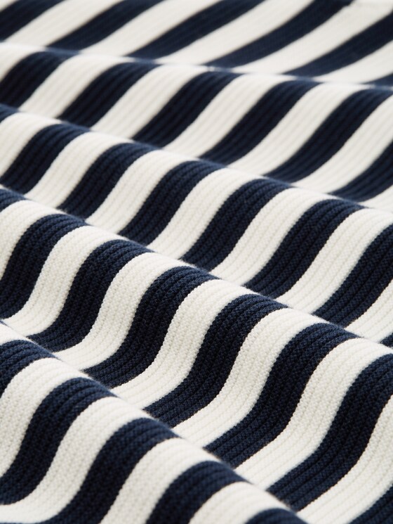 Cotton knitted jumper - dark navy white stripe