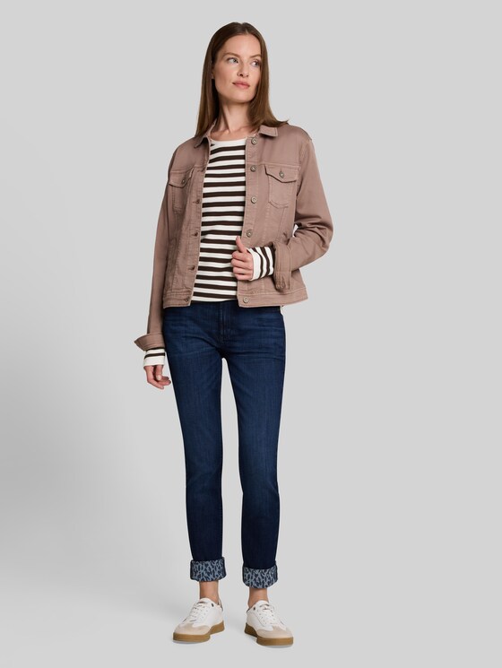 Cotton knitted jumper - java brown stripe