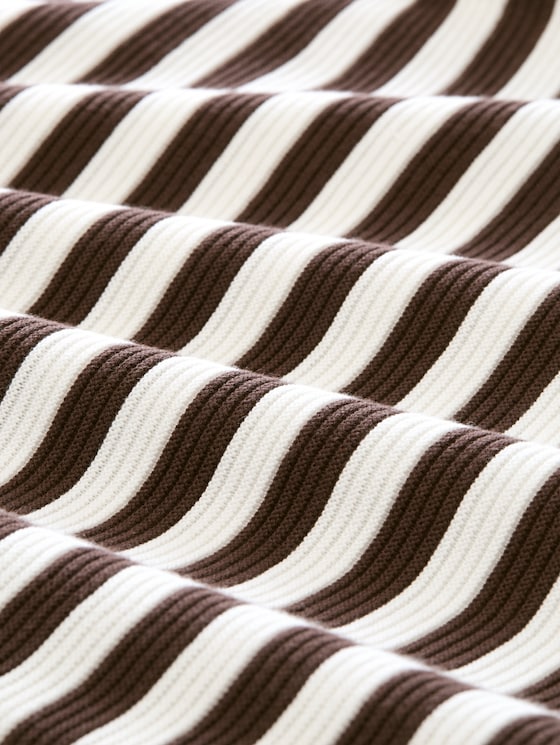 Cotton knitted jumper - java brown stripe
