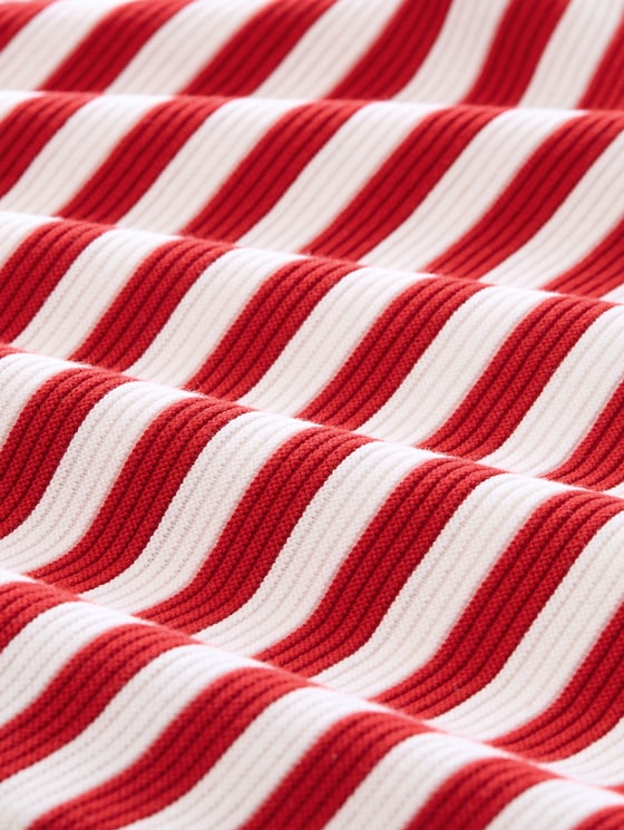 Cotton knitted jumper - soft red stripe