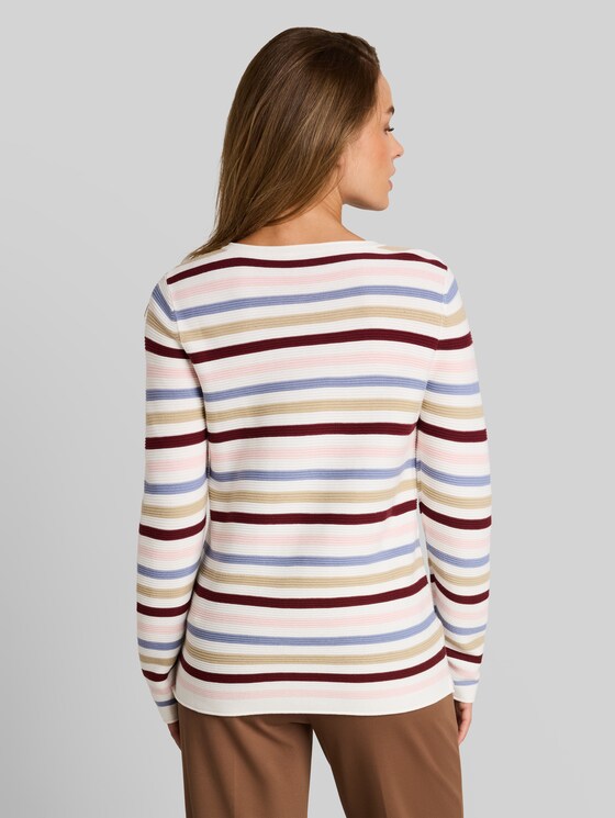 Cotton knitted jumper - rosa beige plum regular stripe