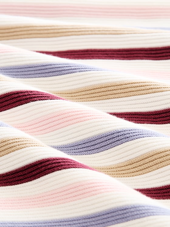 Cotton knitted jumper - rosa beige plum regular stripe