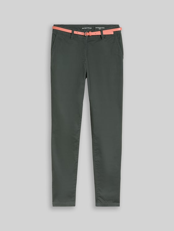 Chinos with belt - Darkest Olive