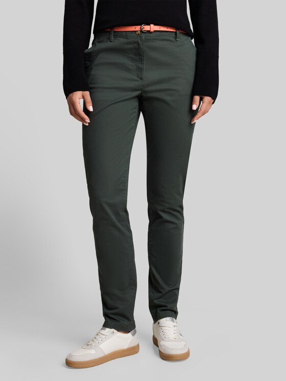 Chinos with belt - Darkest Olive