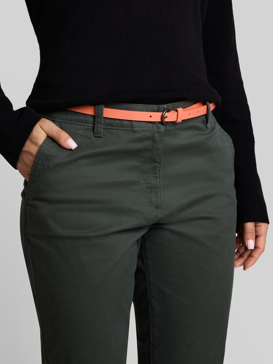 Chinos with belt - Darkest Olive