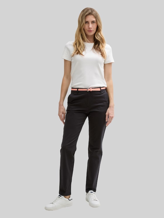 Chinos with belt - deep black