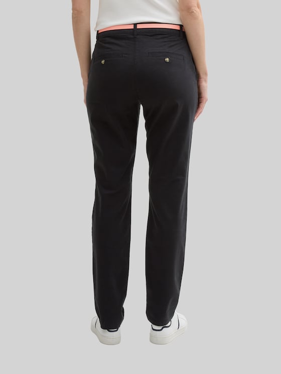 Chinos with belt - deep black