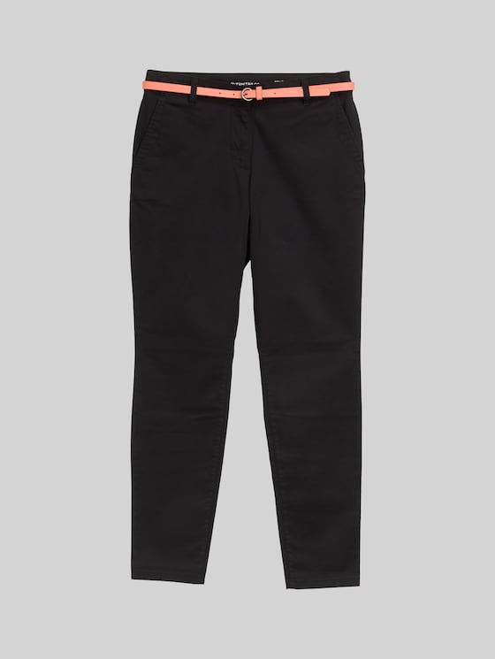 Chinos with belt - deep black