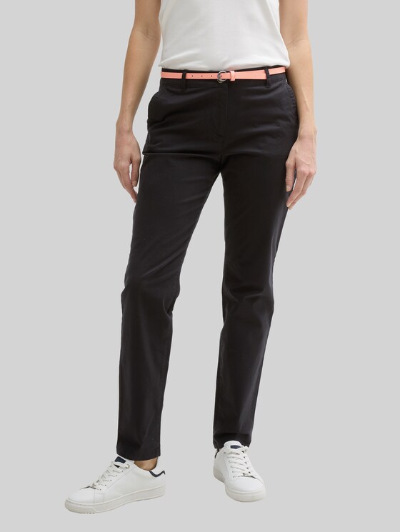 Chinos with belt - deep black