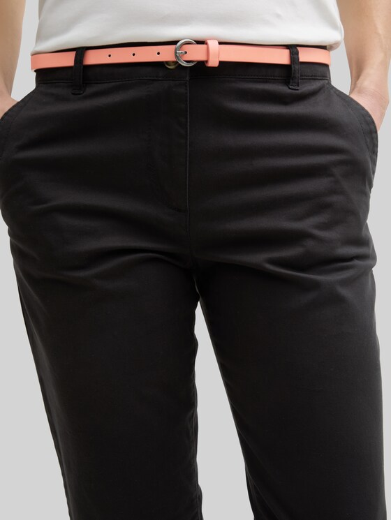 Chinos with belt - deep black