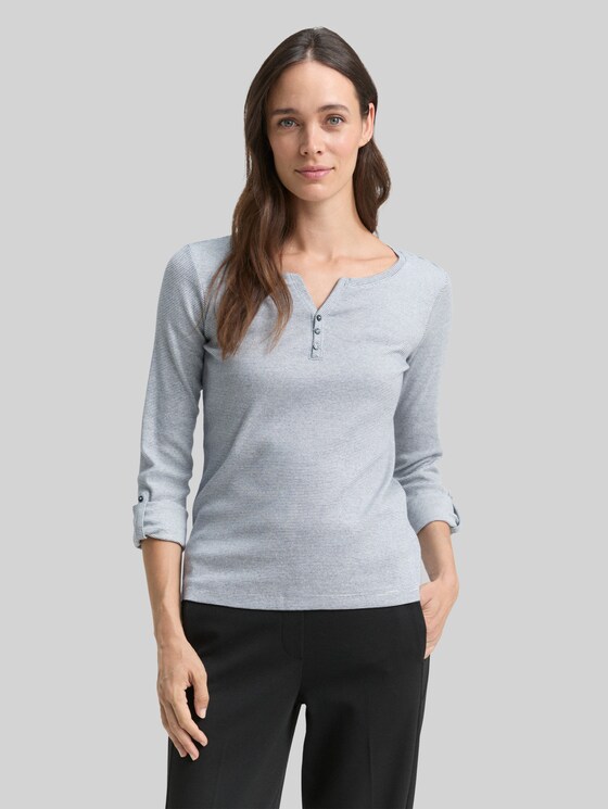 Striped t-shirt with organic cotton - offwhite navy small stripe
