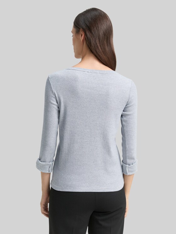 Striped t-shirt with organic cotton - offwhite navy small stripe