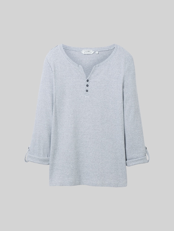 Striped t-shirt with organic cotton - offwhite navy small stripe
