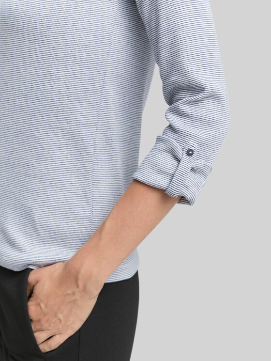 Striped t-shirt with organic cotton - offwhite navy small stripe