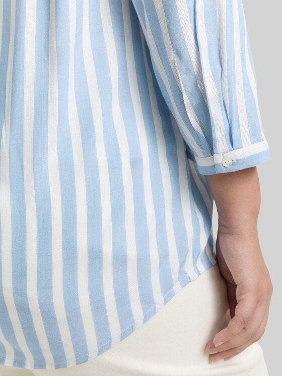 Plus Size – Striped Henley top - bleu white stripe