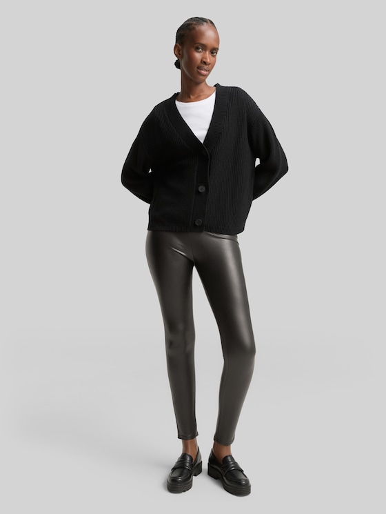leggings in a leather look - deep black