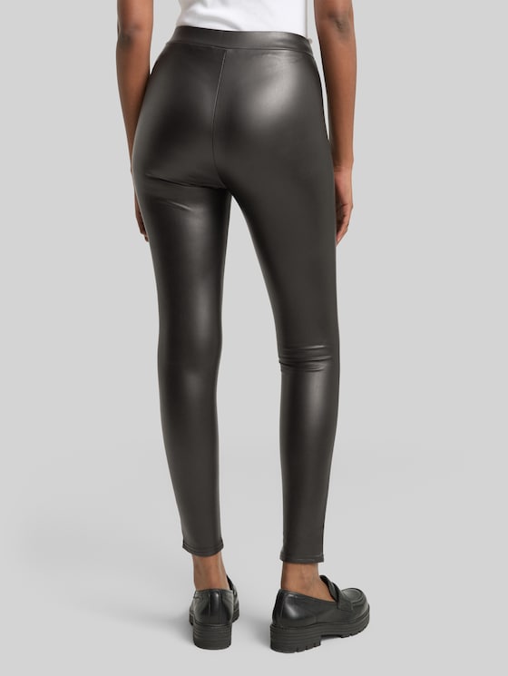 leggings in a leather look - deep black