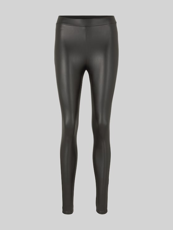 leggings in a leather look - deep black