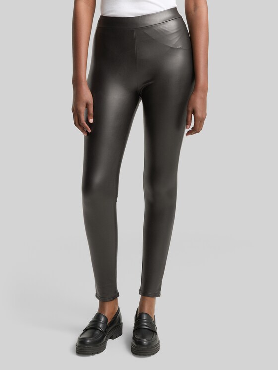 leggings in a leather look - deep black