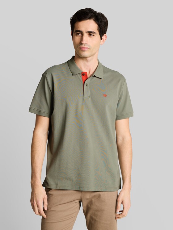 Piqué polo shirt with embroidered logo - Greyish Shadow Olive