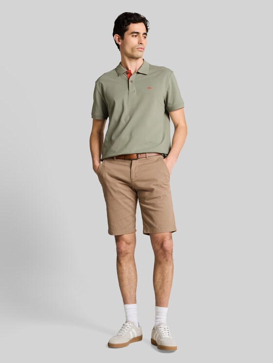 Piqué polo shirt with embroidered logo - Greyish Shadow Olive