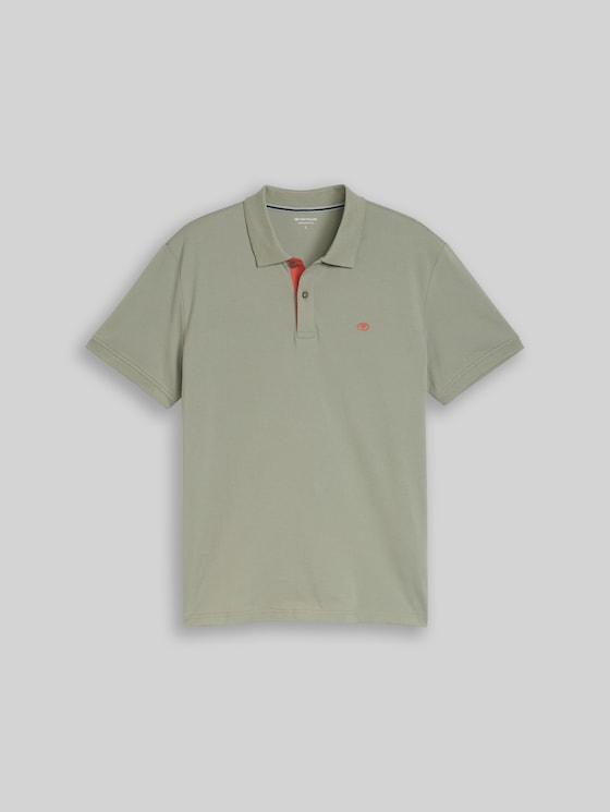 Piqué polo shirt with embroidered logo - Greyish Shadow Olive