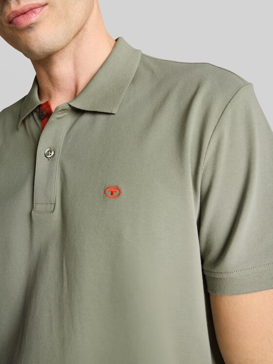 Piqué polo shirt with embroidered logo - Greyish Shadow Olive
