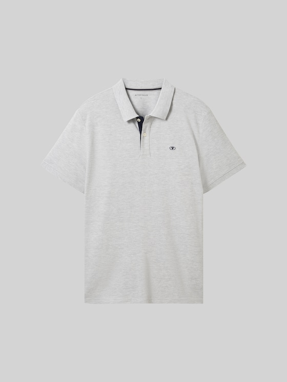 Piqué polo shirt with embroidered logo - Grey Heather Melange