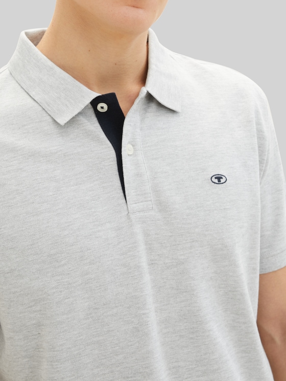 Piqué polo shirt with embroidered logo - Grey Heather Melange