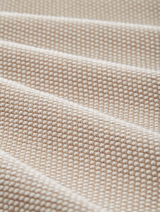 Loose-fit cotton knitted jumper - beige bubble structure