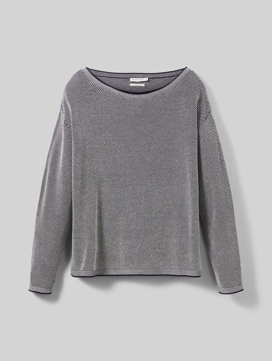 Loose-fit cotton knitted jumper - navy bubble structure