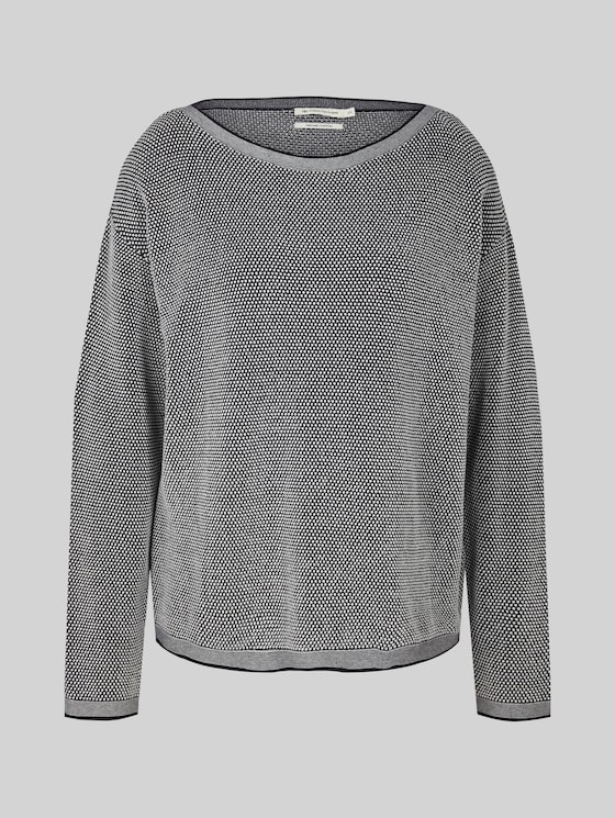 Loose-fit cotton knitted jumper - navy bubble structure