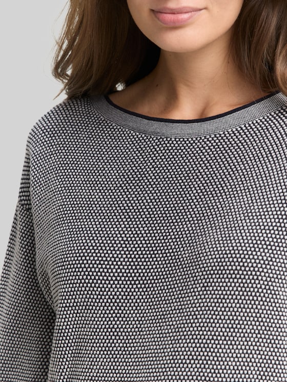 Loose-fit cotton knitted jumper - navy bubble structure