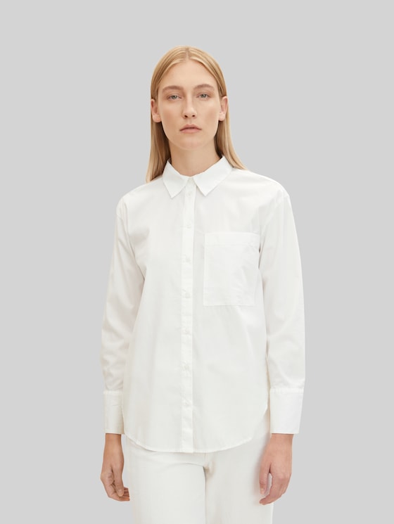 Blouse with a patch chest pocket - Whisper White