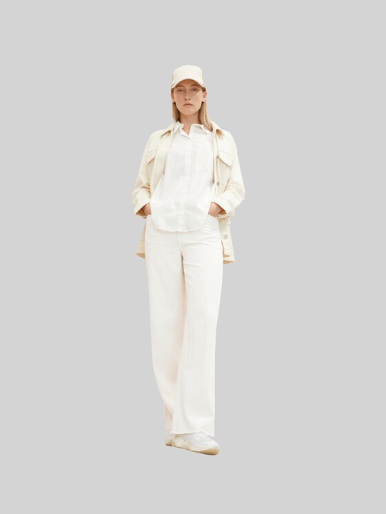 Blouse with a patch chest pocket - Whisper White