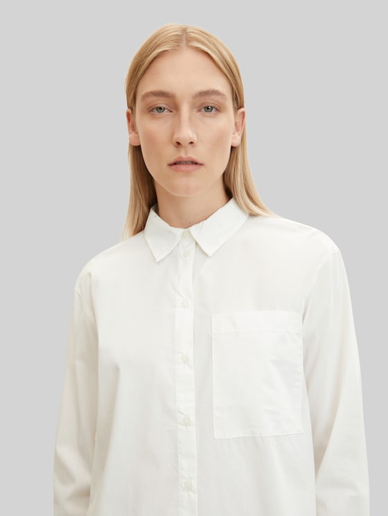Blouse with a patch chest pocket - Whisper White