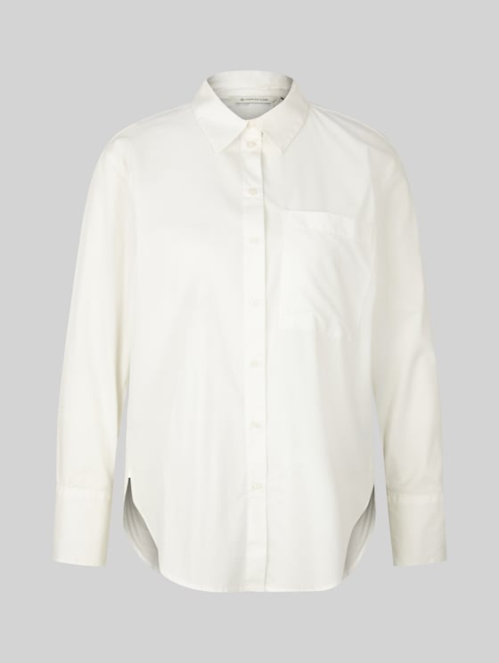 Blouse with a patch chest pocket - Whisper White