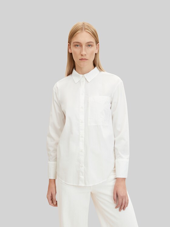 Blouse with a patch chest pocket - Whisper White