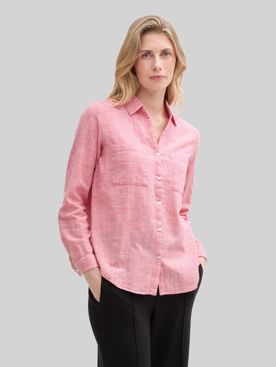 Blouse with breast pockets - Berry Red