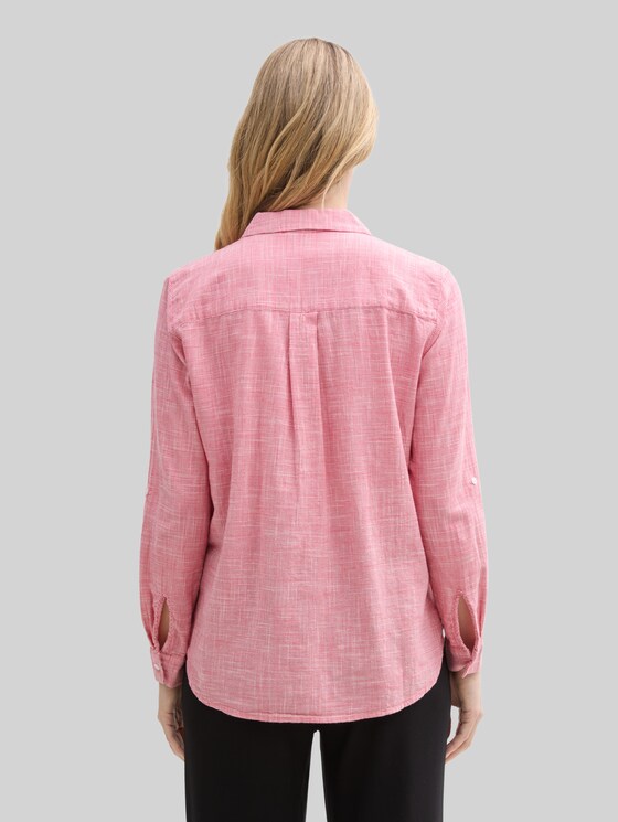Blouse with breast pockets - Berry Red