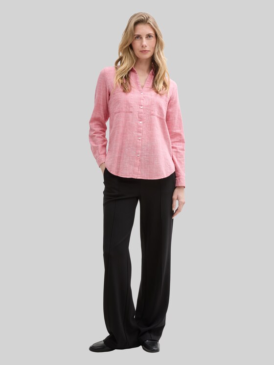 Blouse with breast pockets - Berry Red